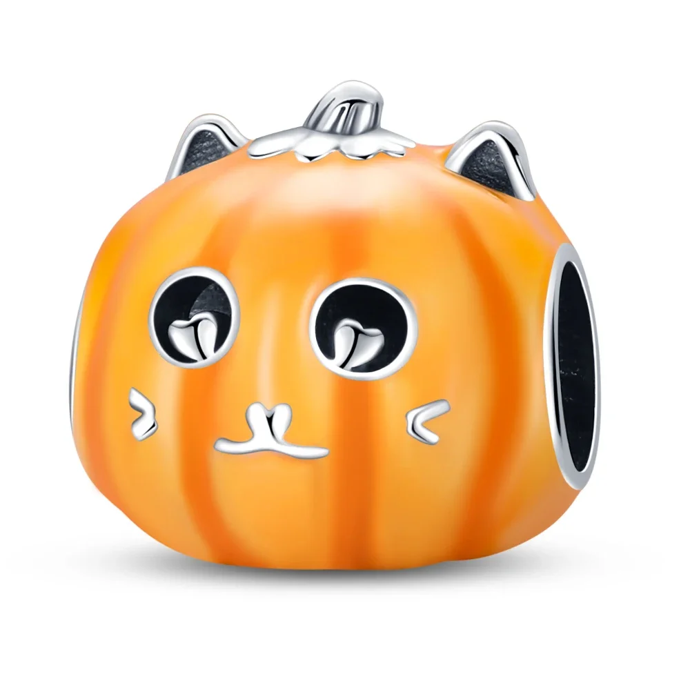 925 sterling silver charms original Luminous pumpkin beads fit bracelet jewelry diy Lady's gift accessory