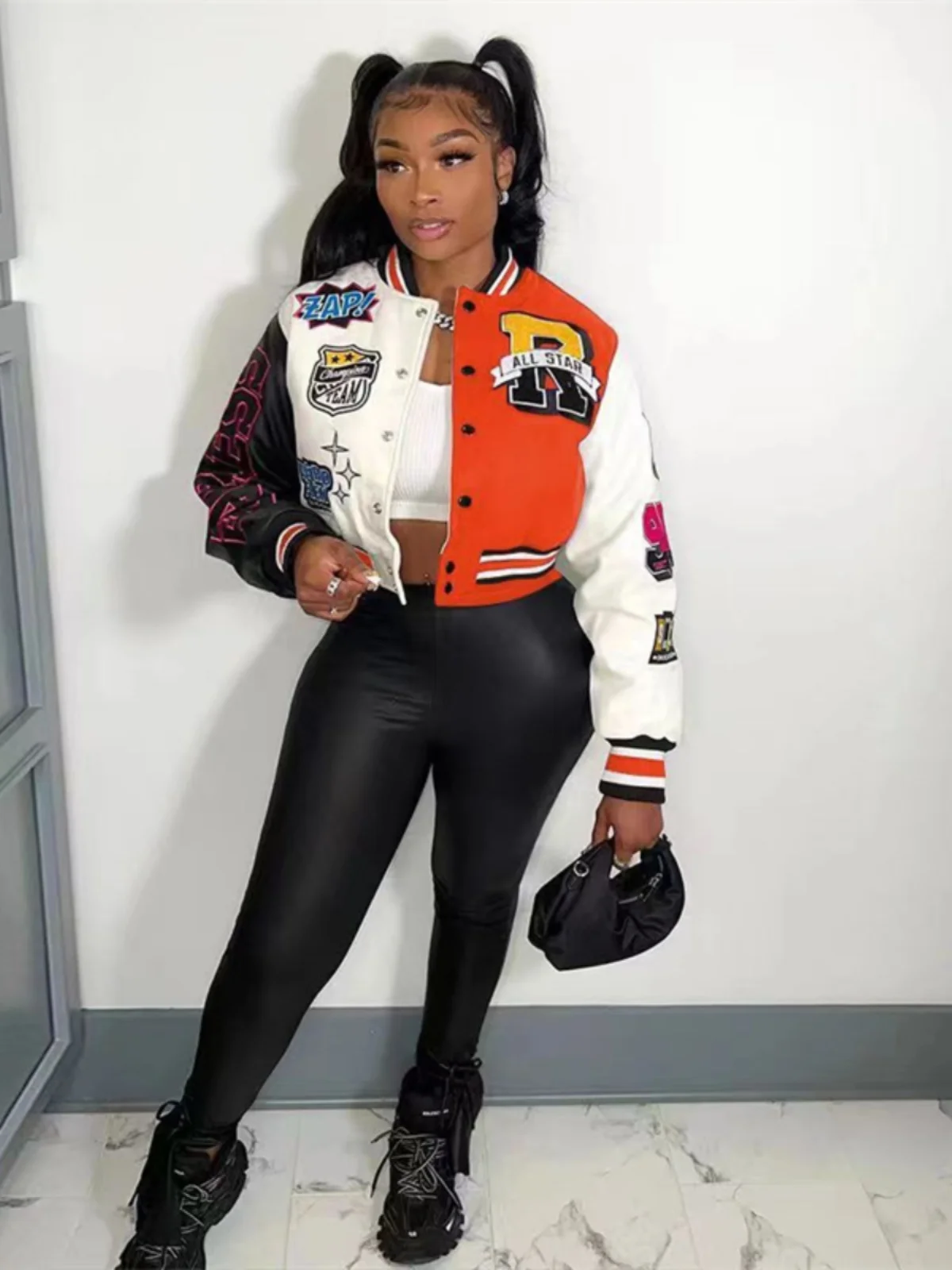 

Long Sve Printed Button up Baseball Jaet Street Sle ort Coat Loose Fit Other Material 00% Summer 2023 Faion