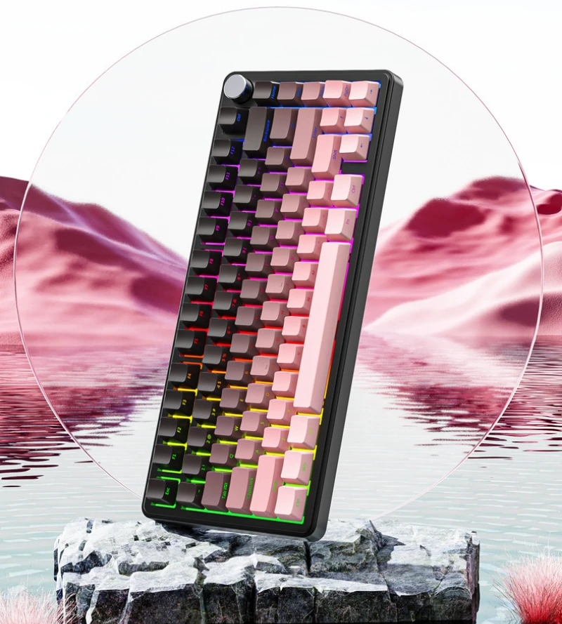 Wireless Mechanical Keyboard Attack Shark X85 82 Keys 75% Layout Spanish Russian Korean Arabic Keyboard Tri-Mode Gaming RGB Mac