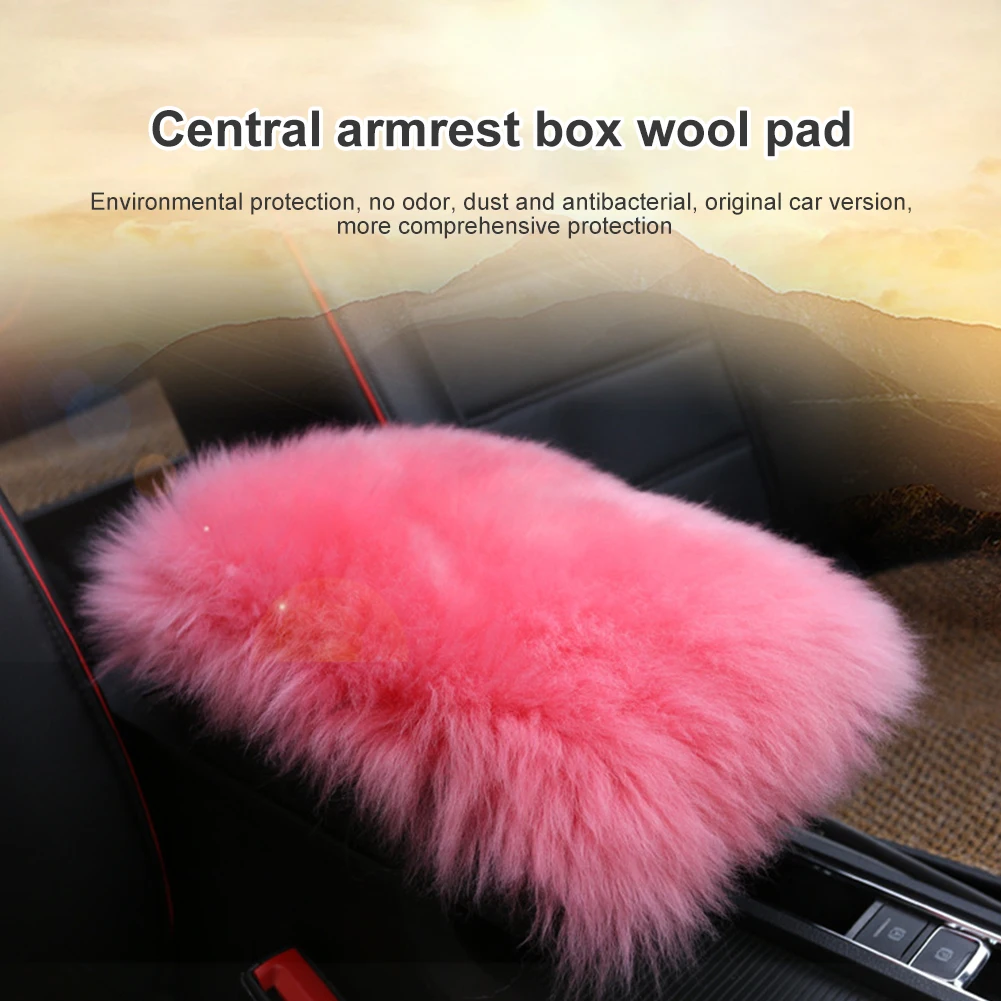 1Piece Universal Car Armrests Cover Soft Sheepskin Wool Fur Car Center Console Armrests Pad Auto Interior Accessories