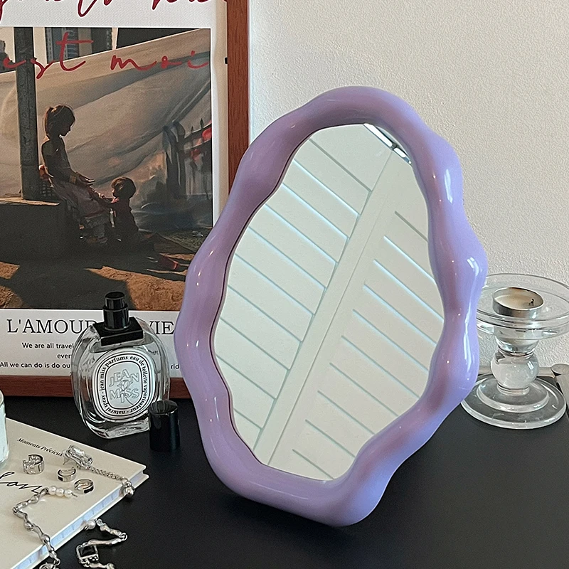 

Acrylic Korean Style Mirror Cute Bedroom Small Irregular Hand Wavy Mirror Twisted Wonderland Art Spiegel Wand Home Decorations