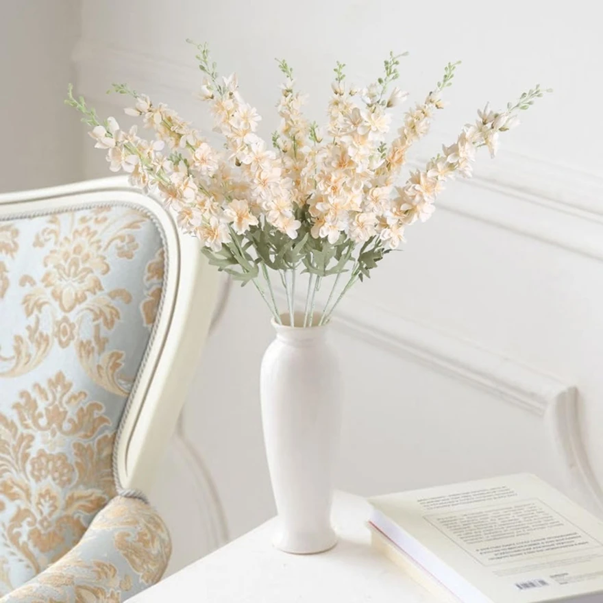 

85Cm Single Stem Artificial Delphinium Flowers Home Wedding Table Sala Room Festival Decor Outdoor Courtyard Photo Shooting Prop