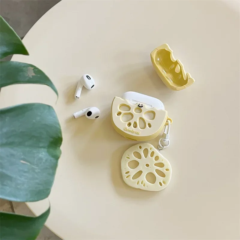 Lotus Root Slice Case for AirPods 4 Airpod 1 2 3 Pro Pro2  Bluetooth Earbuds Charging Box Protective Earphone Case Cover