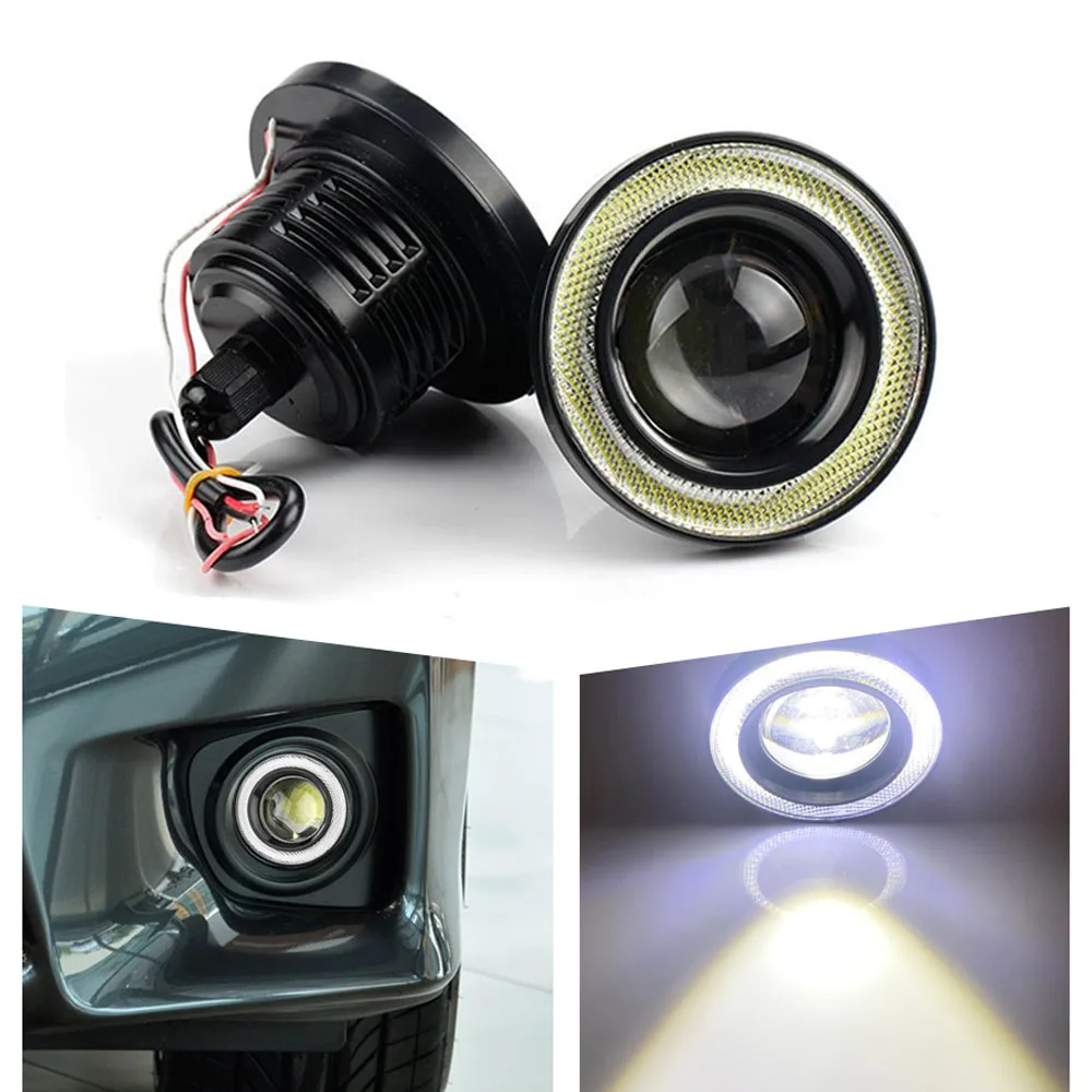 

2 шт., 2,5/3/3,5 дюйма, противотуманные фары «ангельский глаз», автомобильные ходовые огни, линзы, противотуманные фары, светодиодные дневные ходовые огни, светодиодные фары для автомобиля, универсальные