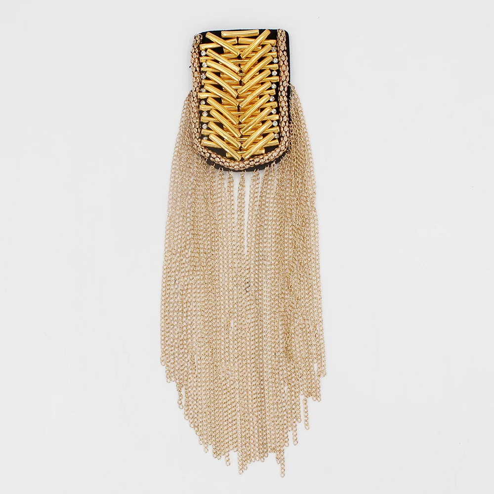 2pcs Tassel Beaded Epaulette for Clothes Punk Coat Suit DIY Badge Epaulets Shoulder Patches Appliques Sewing Accessories