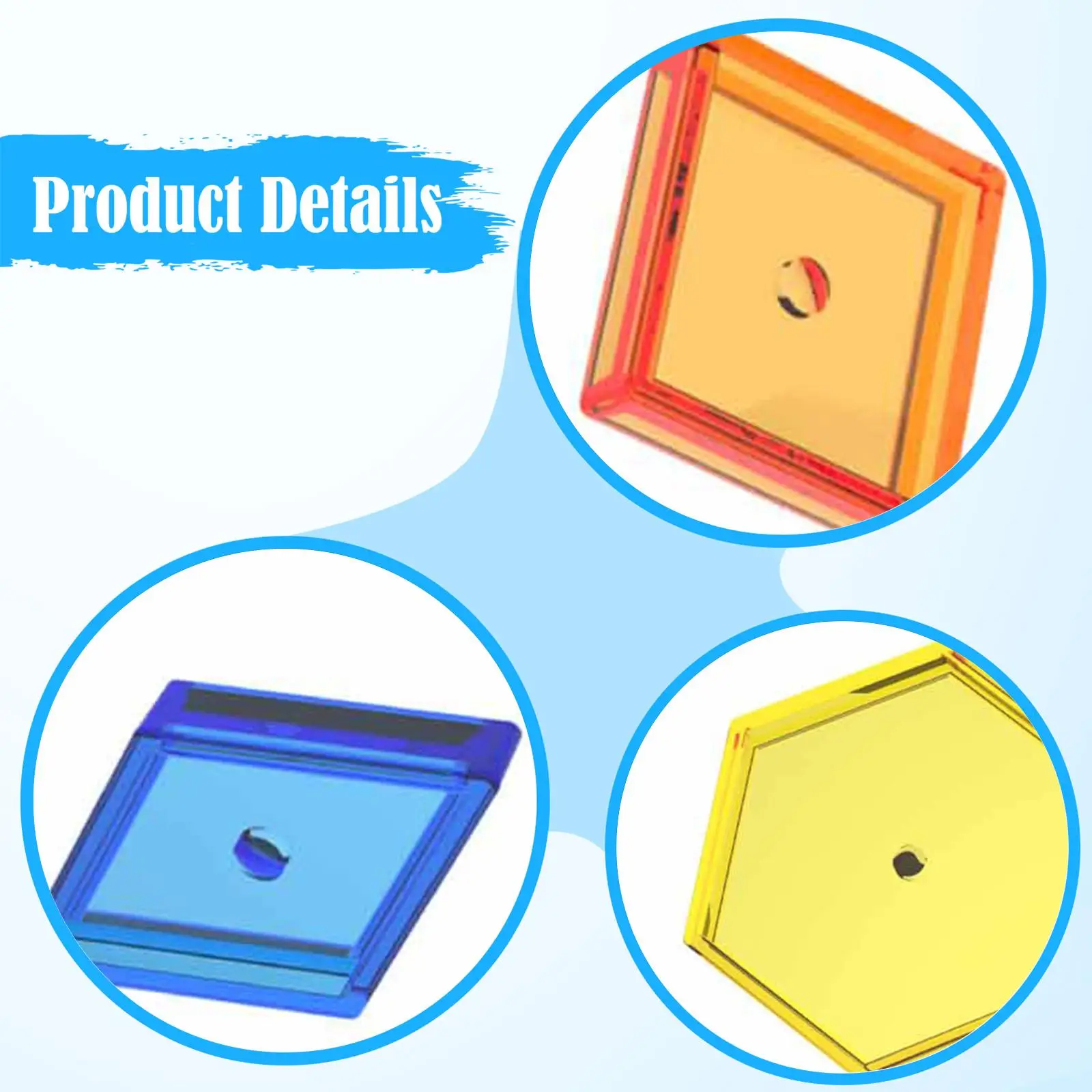 3xSemitransparent Pattern Blocks Shapes Color Building Blocks Sorting Learning Color Solids Sensory Toy for Activity Classroom