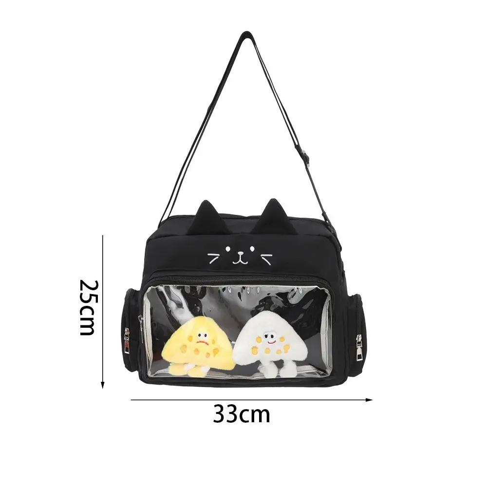 Multifunction Y2K Cat Pain Bag Transparent Women\'s Doll Handbag Crossbody Bag Large-capacity Casual Backpack