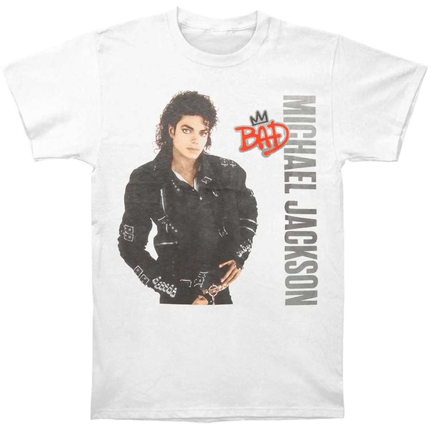 Michael Jackson Men's MJ Bad Silver Logo T shirt XX Large White