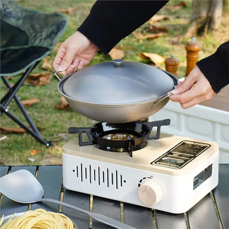 LLCS-Camping Cooking Pot 24Cm Ultralight Titanium For Outdoor For Picnic And Stir Fry