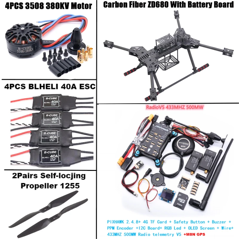 NEW ZD680 PIXHAWK2.4.8 M8N Full Carbon Fiber Hexa-Rotor Foldable Arm Hexacopter Frame Kit forCopter with Unflodable Landing Gear