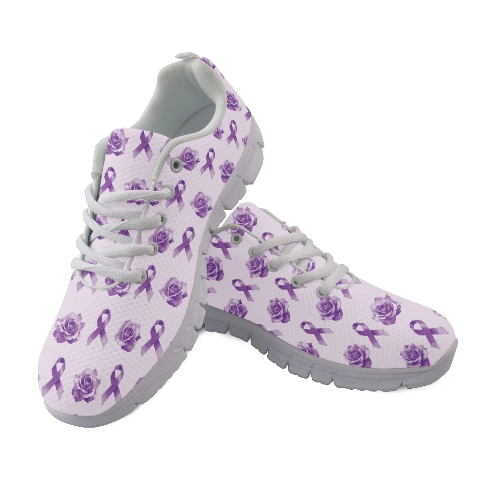 Coloranimal Pink Medical Icons Lace Up Running Shoes for Womens Mesh & EVA Sole Mens Sports Tennis Shoes for Walking