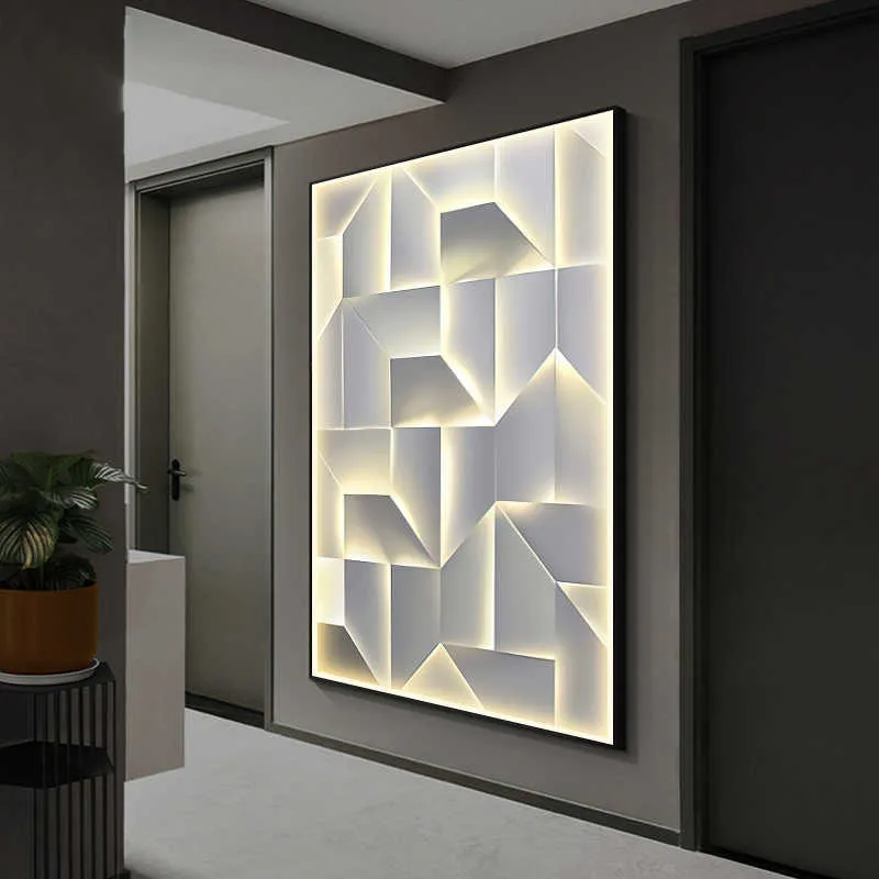 الحديثة نمط هندسي LED حائط الخلفية الفن الجدار ضوء السرير مدخل قاعة مطعم الديكور مضيئة LED جدارية