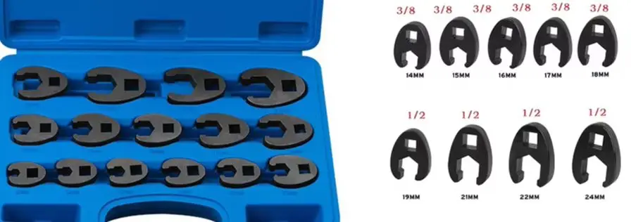 

8-24mm Metric Chrome Plated Crow Foot Open End Wrench /2 3/8 Inch Drive Spanner High-selling Power Tool Accessories