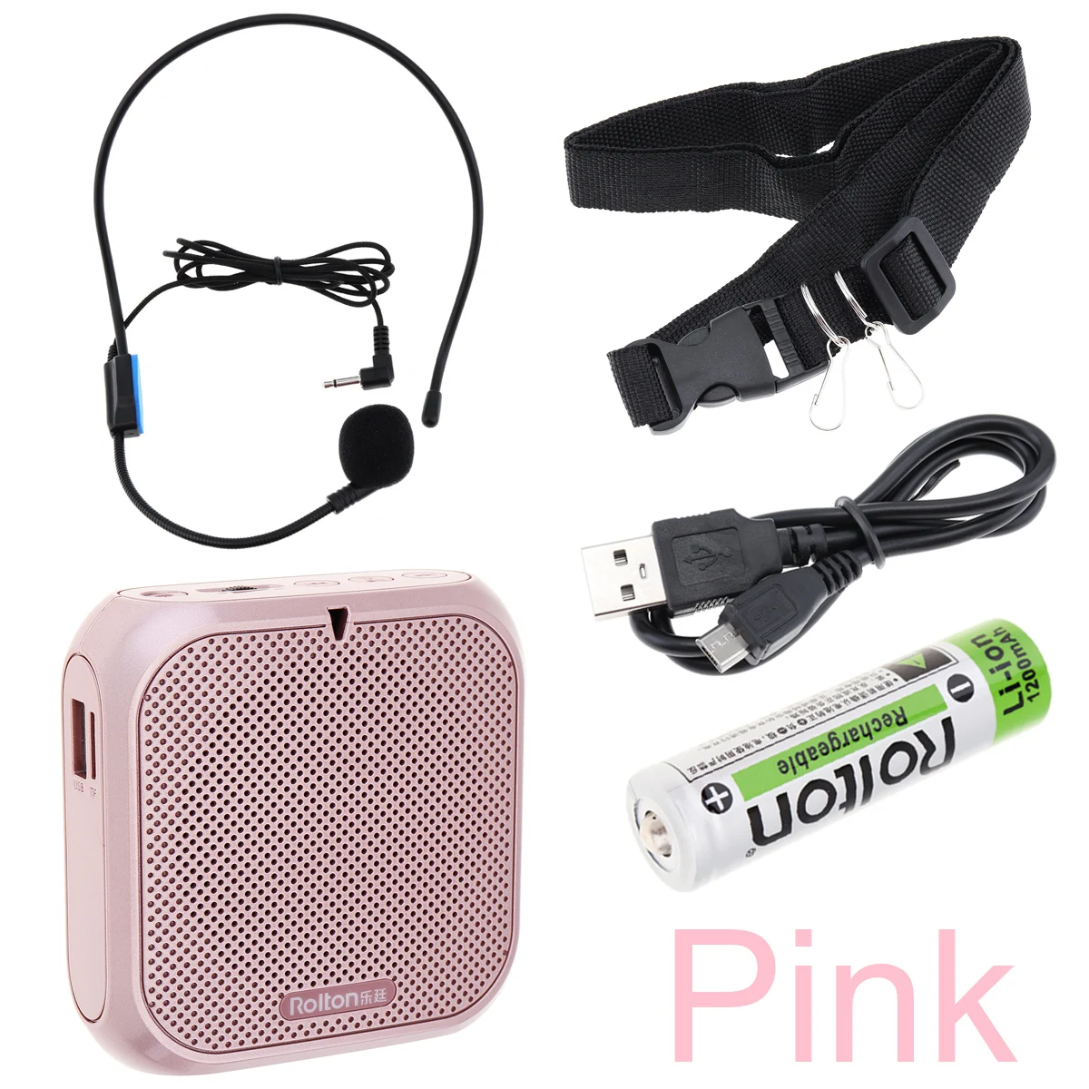 Rolton Mini Original Sound Megaphone Portable Voice Amplifier Waist Band Clip Loudspeaker Support USB FMRadio TF MP3 Player 133g