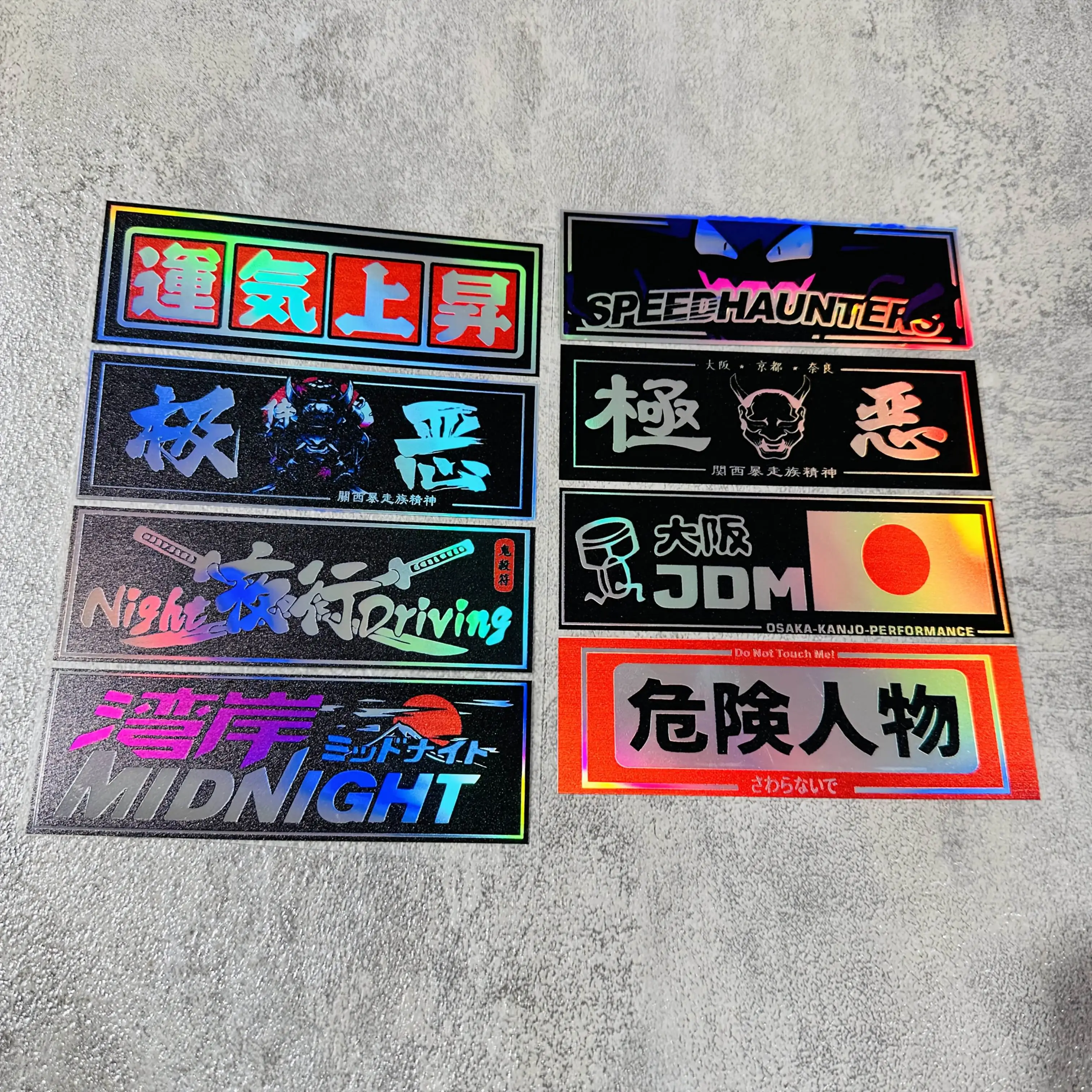 1SET Japanese JDM Style Holographic Stickers Waterproof Vinyl Decal for Car Motorcycle Helmet Laptop Decor view 4