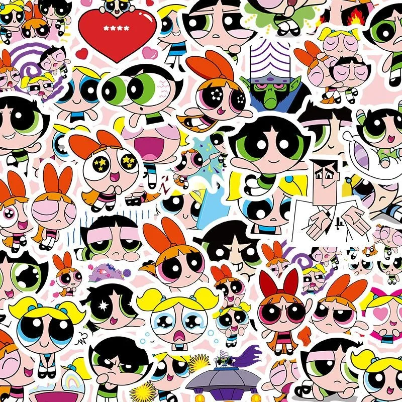 The Powerpuff Girls Cartoon Animation 50 Diy Graffiti Stickers Suitcase Water Cup Laptop Waterproof Small Pattern Stickers