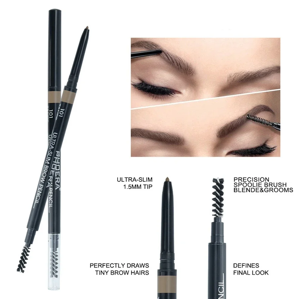 Waterproof Eyeliner Eyebrow Pencil with Eye Brow Brush Multi-purpose Korean Cosmetics for Women Smooth Eye Brow Pens Make Up