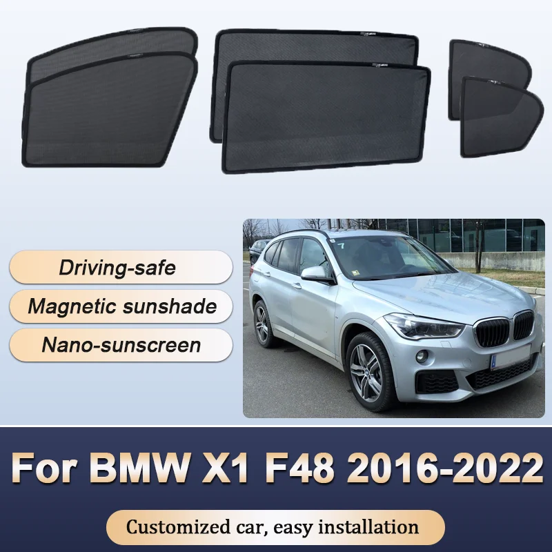 Sun Shades For BMW X1 F48 2016 2017 2018-2021 2022 Sunshades Magnetic Heat insulation Mesh Window Curtains Visor Car Accessories