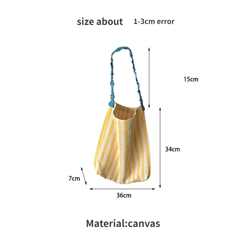 Sac à main en toile à rayures pour femmes, sac à provisions simple, fourre-tout de livre pour filles, sacs à main de voyage décontractés pour