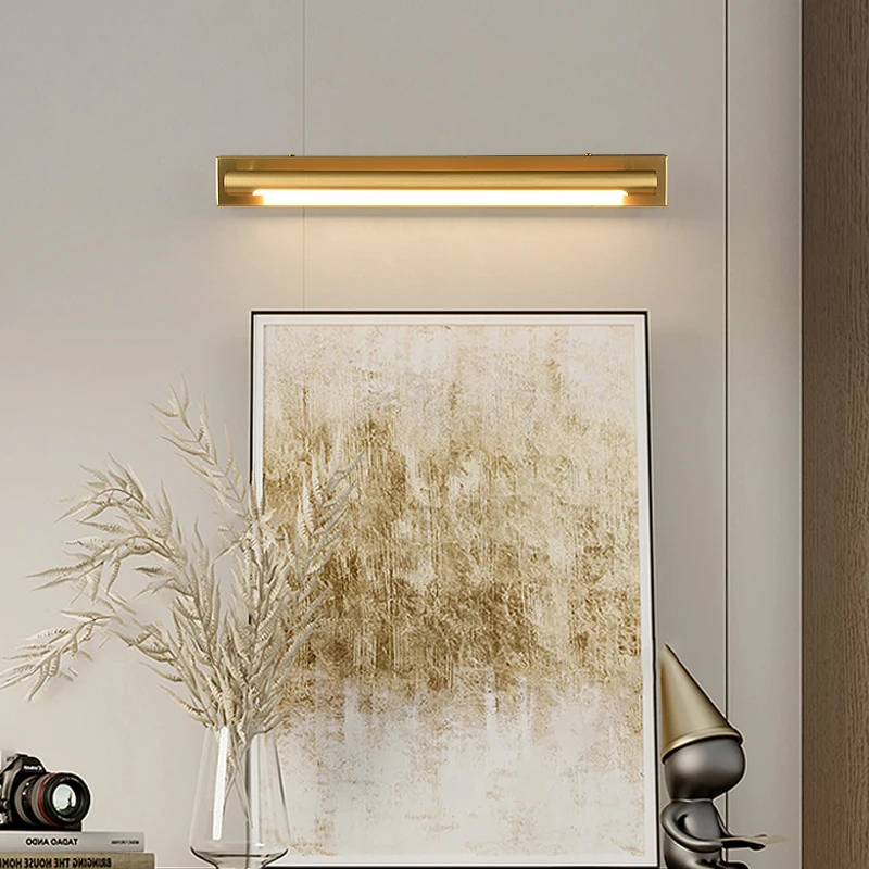 Moderno francês bronze espelho farol, luminária de banheiro, lâmpada de parede para apartamento, quarto, sala de estar, latão