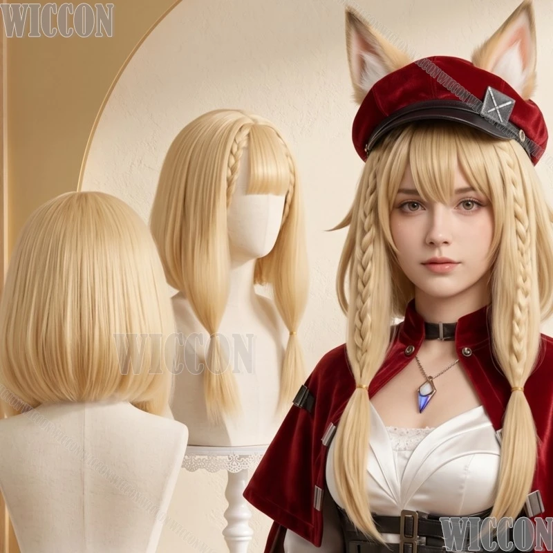 

Arknights: Endfield Cosplay Rossi Kawaii Light Golden Twin Tails Wig Sweet Jirai Kei Synthetic Hair Halloween Comic Con Festival