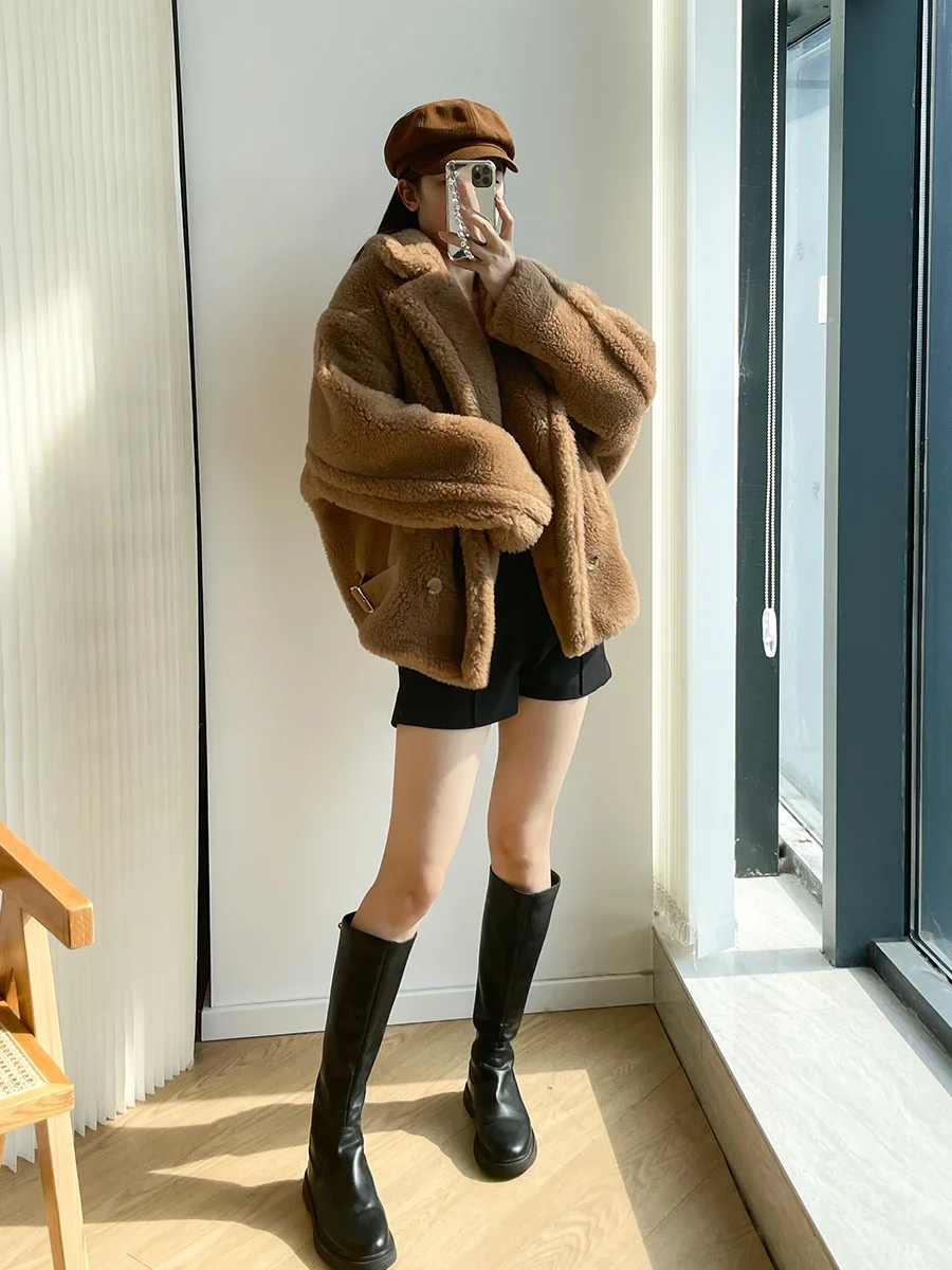 2022 Autumn And Winter New 1951 Commemorative Edition M Family Teddy Bear Coat Women\'s Short Jacket Grain Alpaca Coat