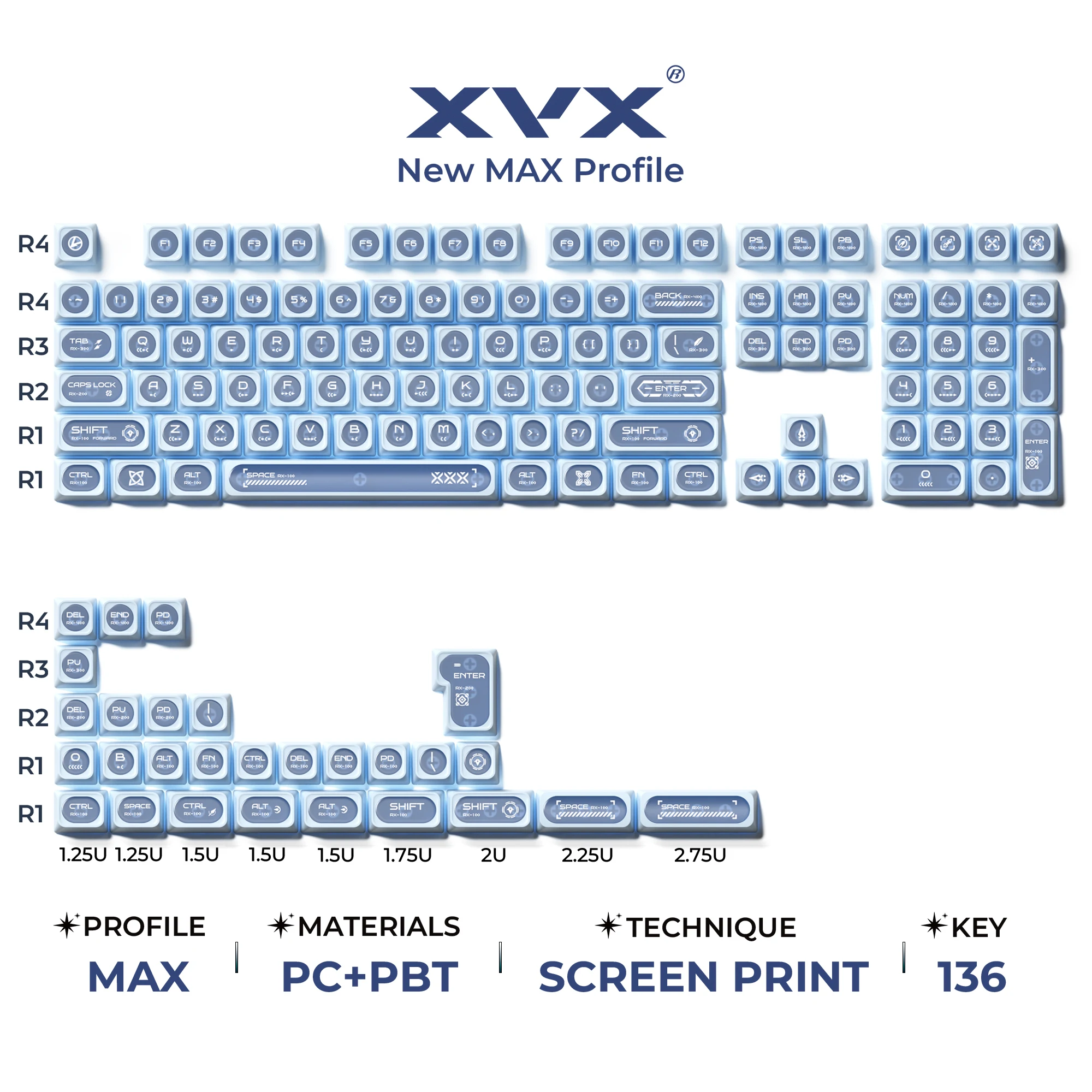 XVX White Cats Eye Keycap Set 136-Key PBT