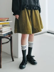 imakokoni 2024 autumn pure cotton retro washed high yarn woven corduroy shorts skirt 244771