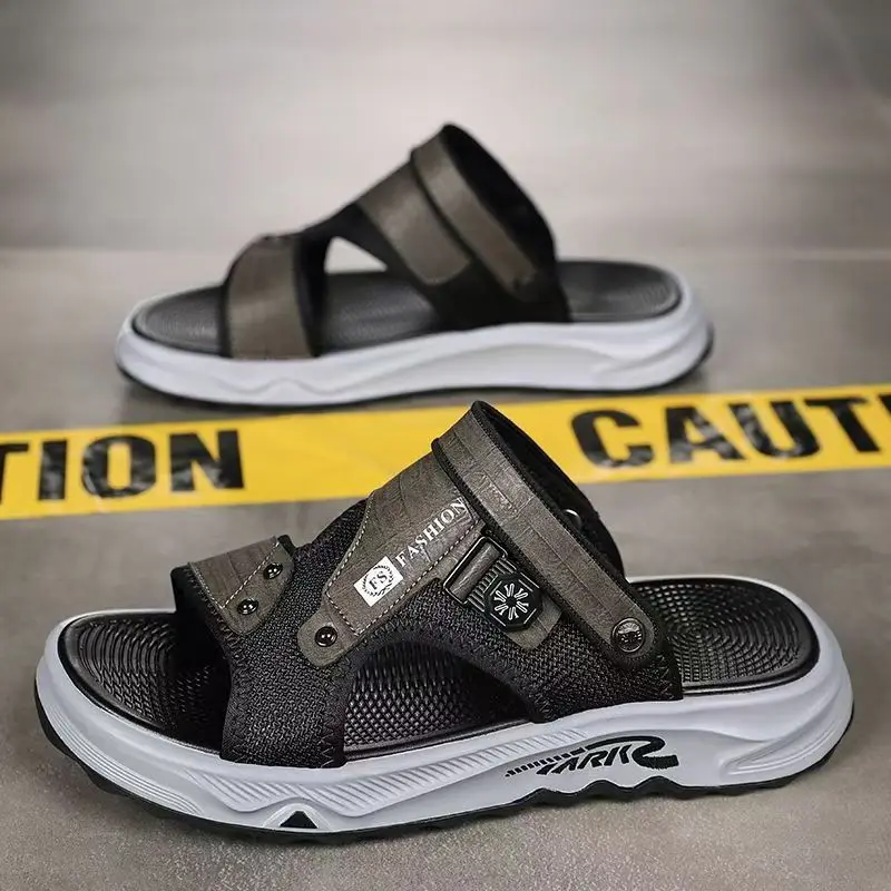 2024 New Men's Summer Open Toe Casual Sports Sandals Soft Sole Non Slip Dual Purpose Outdoor Beach Slippers Sandals