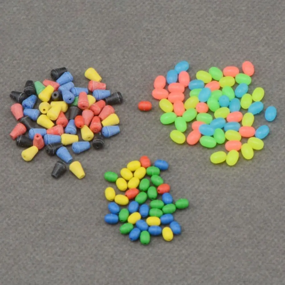 100PCS/lot Color Soft Rubber Rock Fishing Anti-Collision Beans Abo Float Line Hole Buffer Protection Bean Fishing Accessories