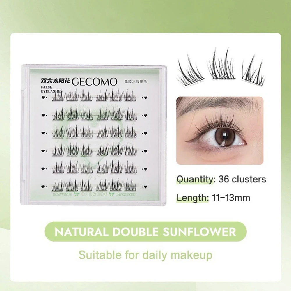 プレスオン セルフ接着式 クラスタまつげ ナチュラルルック 接着剤不要 個別まつげ 再利用可能 ブラック