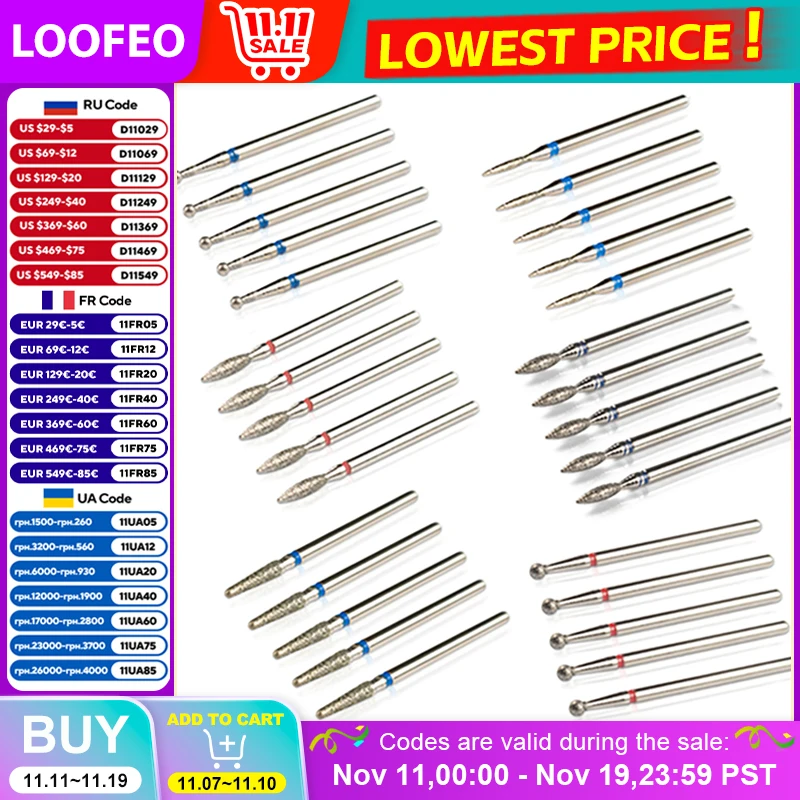 

5 шт., наборы алмазных сверл для ногтей, фреза, все для маникюрной машины, инструменты, аксессуары, очистка кутикулы, для удаления геля для ногтей