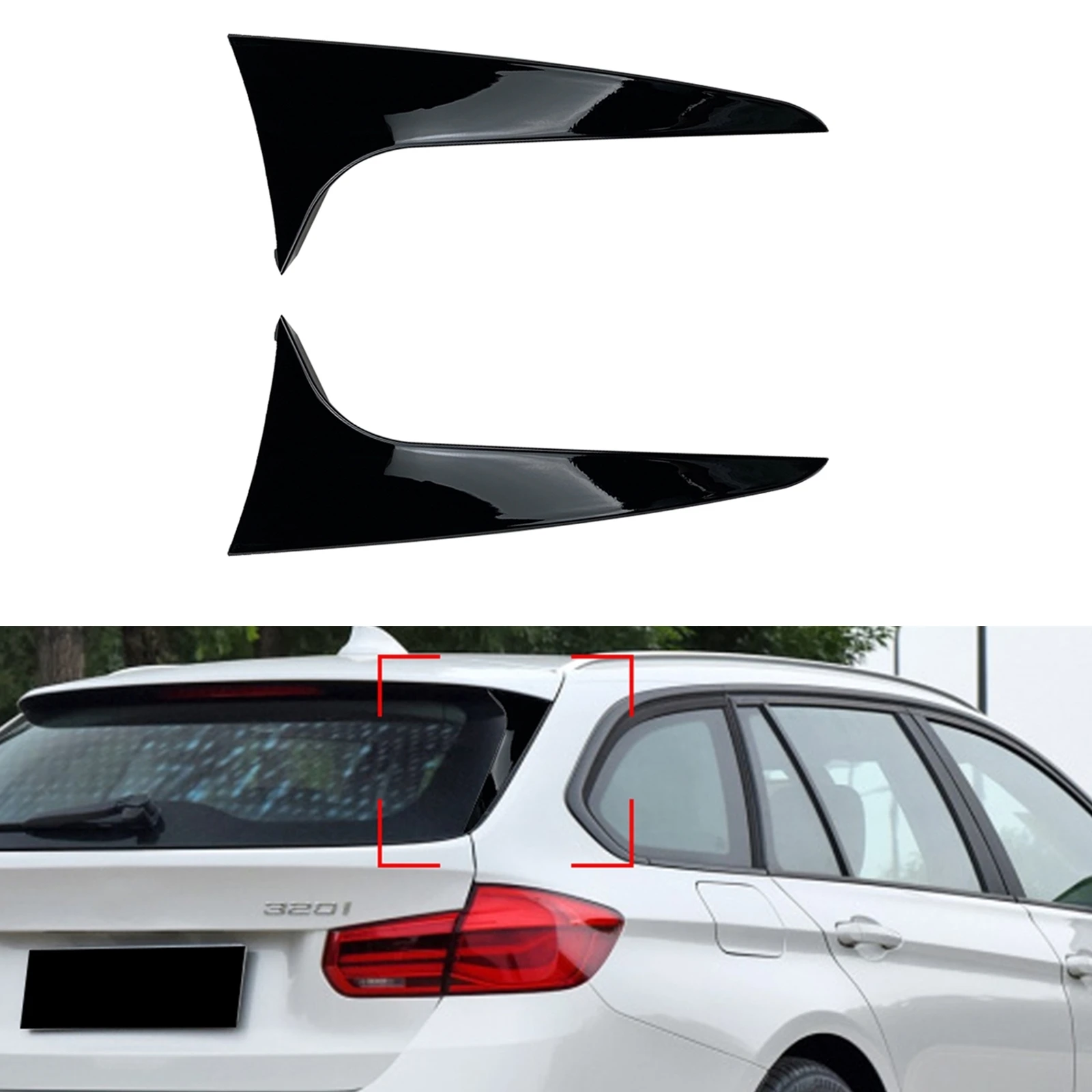 Rear Window Side Spoiler Trim For BMW 3 Series F31 2012-2018 Touring Wagon 320i 328i 330i Gloss Black Tail Trunk Windshield Wing