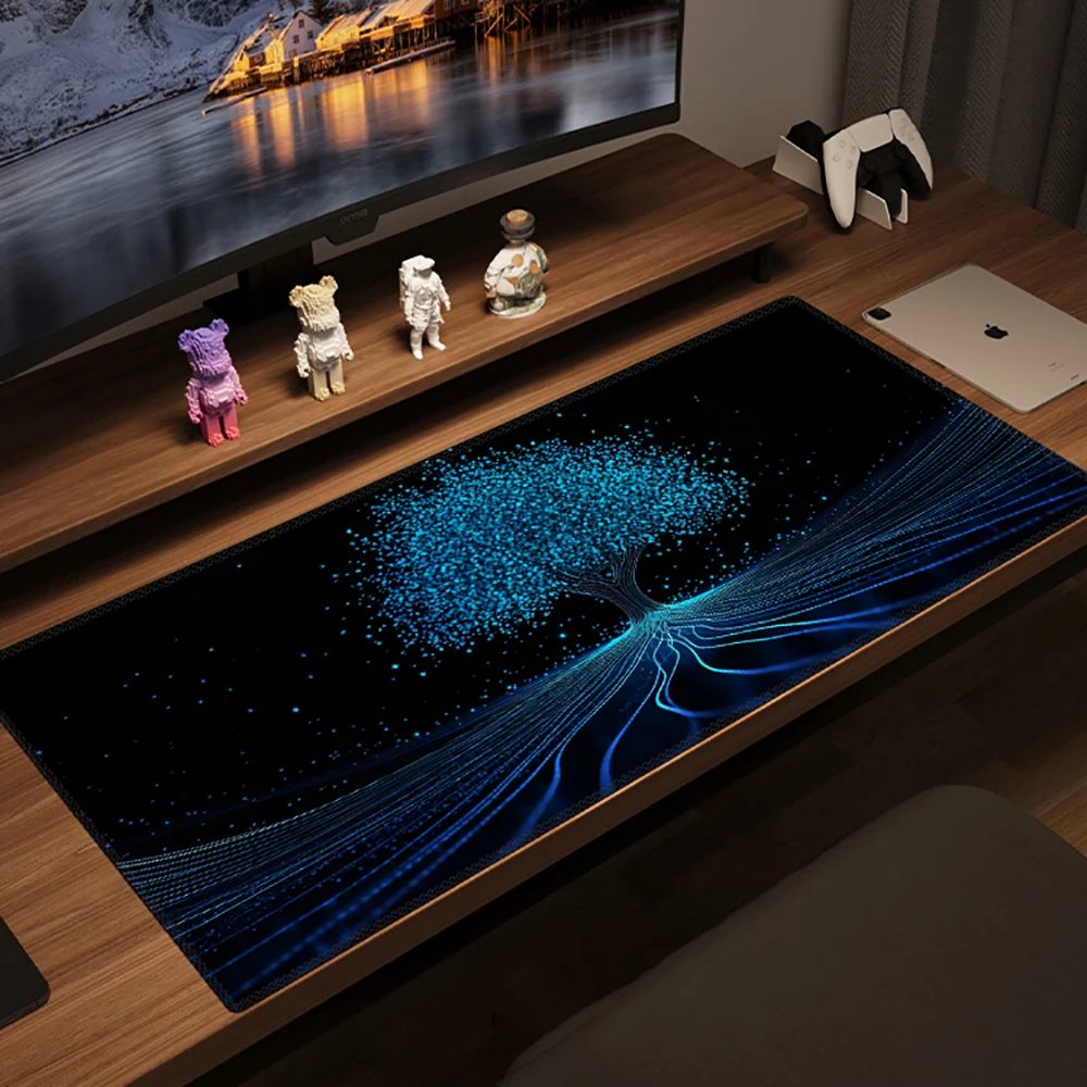 starry sky Mouse Pad Desk Mat,XL Anime Gaming Keyboard Mat,Non-Slip Rubber Base,Big Extended Desk Protector for Home Office