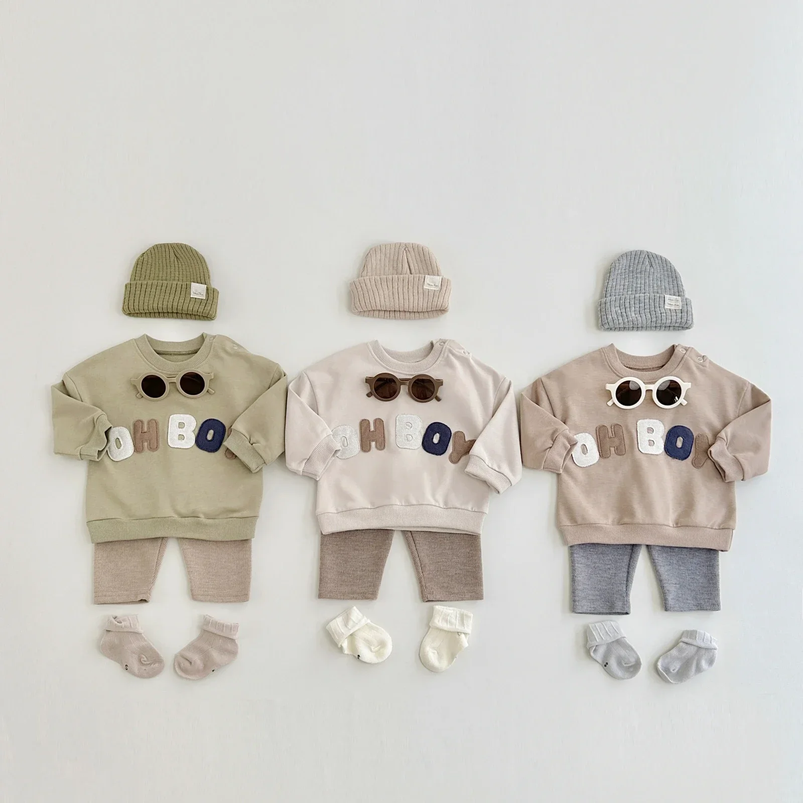 Neugeborenen Baby Junge Mädchen Kleidung Set Brief Muster Lange Ärmel Top + Hosen 2PCS Kostüm Freizeit Sport Frühling Herbst kinder Anzug