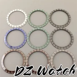 DZ new Blue Black White Ceramic Watch Bezel Green Borwn Insert World City Engraved Number Fit 40mm Automatic Men Watch Case Part