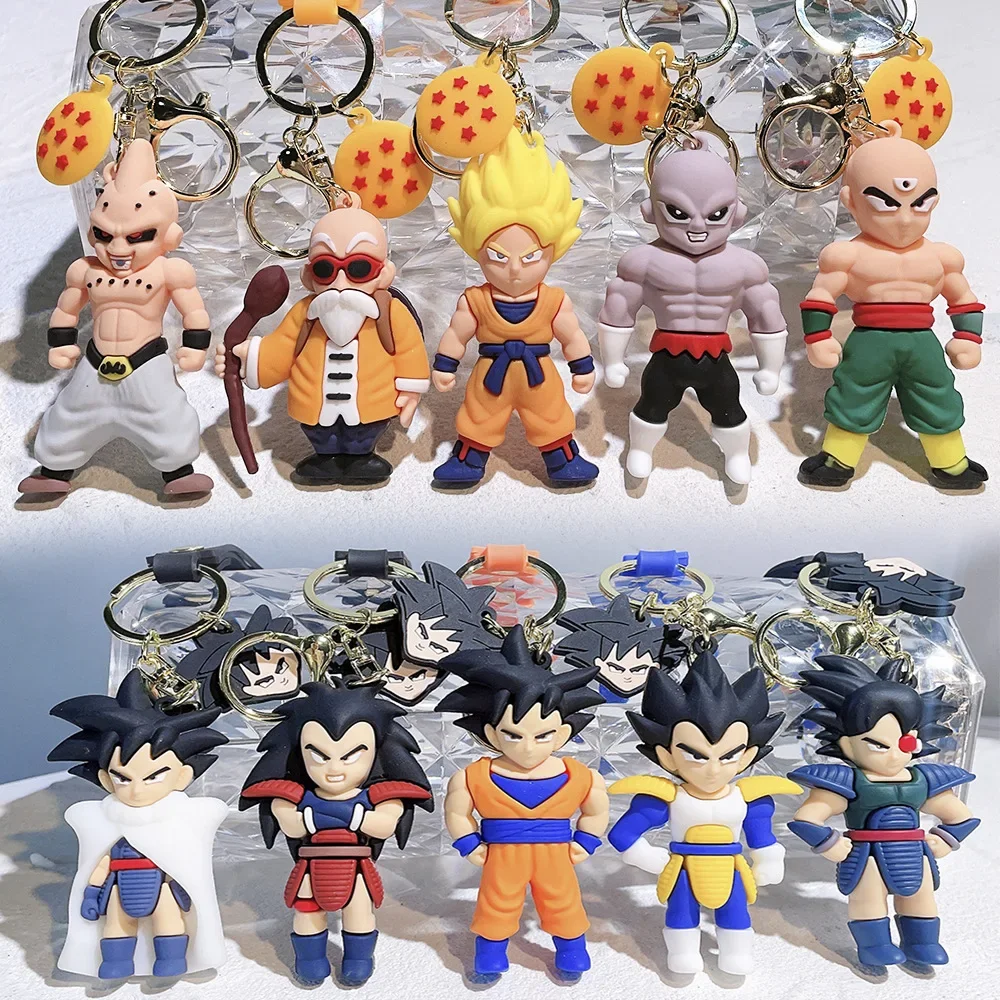 Anime Dragon Ball Schlüssel bund Modeschmuck Sohn Goku Vegeta Piccolo Action figuren 8cm PVC Schlüssel ring für Männer Frauen Tasche Anhänger