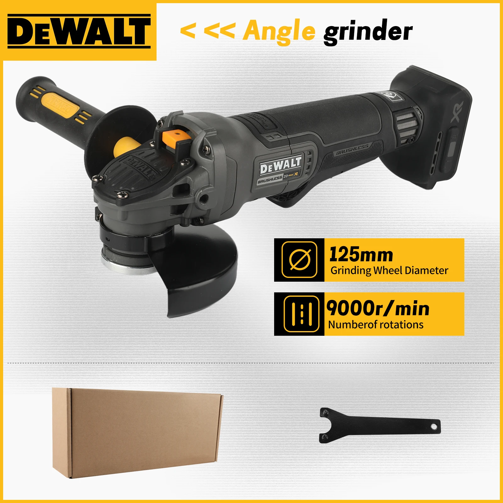 

DEWALT DCG406 18V Cordless Angle Grinder McLaren Edition 125mm Variable speed, suitable for cutting, grinding, derusting