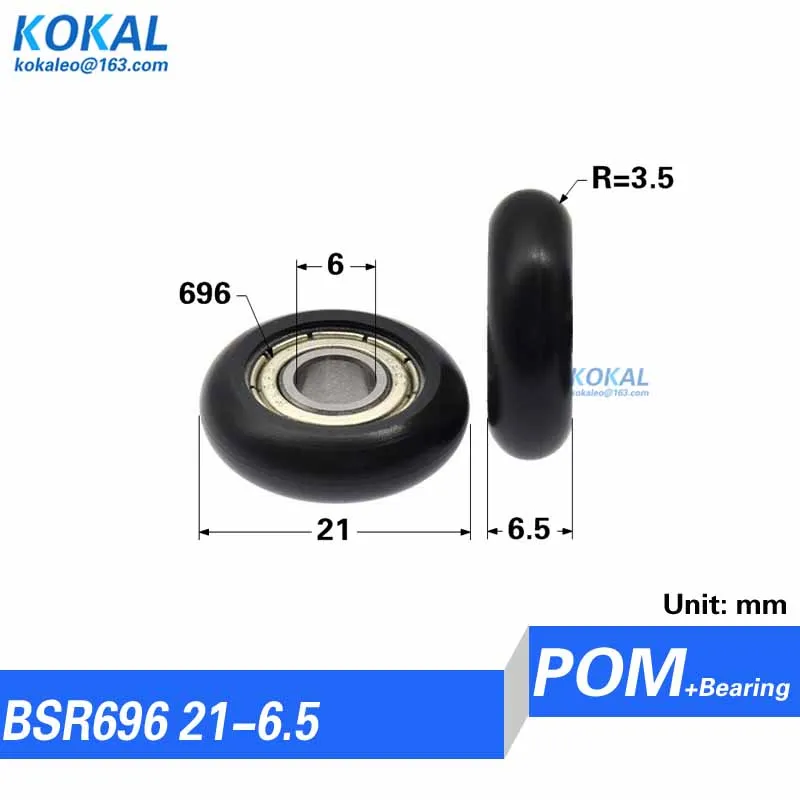 [R-ID6] Free Shipping 10PCS 626zz 696zz ball bearing Inner Diameter 6MM plastic coated roller wheel 22-35MM round wheel pulley