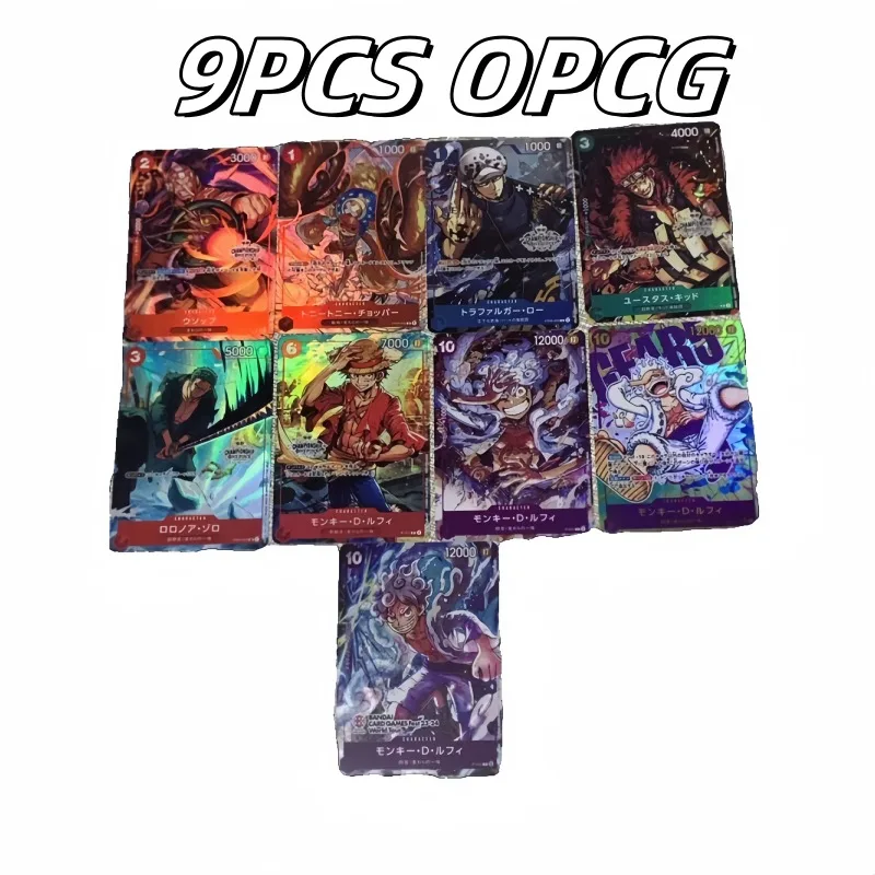 DIY OPCG ONE PIECE Monkey D. Luffy 9PCS/Set Color Flash Card  Anime Peripheral Game Collection Card Holiday Gift