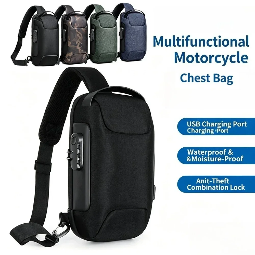 Anti-Theft Password Sling Bag,Waterproof Chest Bag with USB Charging Port,Lightweight Shoulder Backpack for Travel Daily Commute