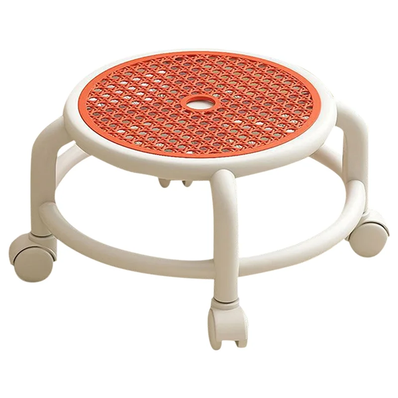 ABBP-tabouret roulant pivotant rond bas petit gris roue universelle enfants adulte forte capacité rangement pratique