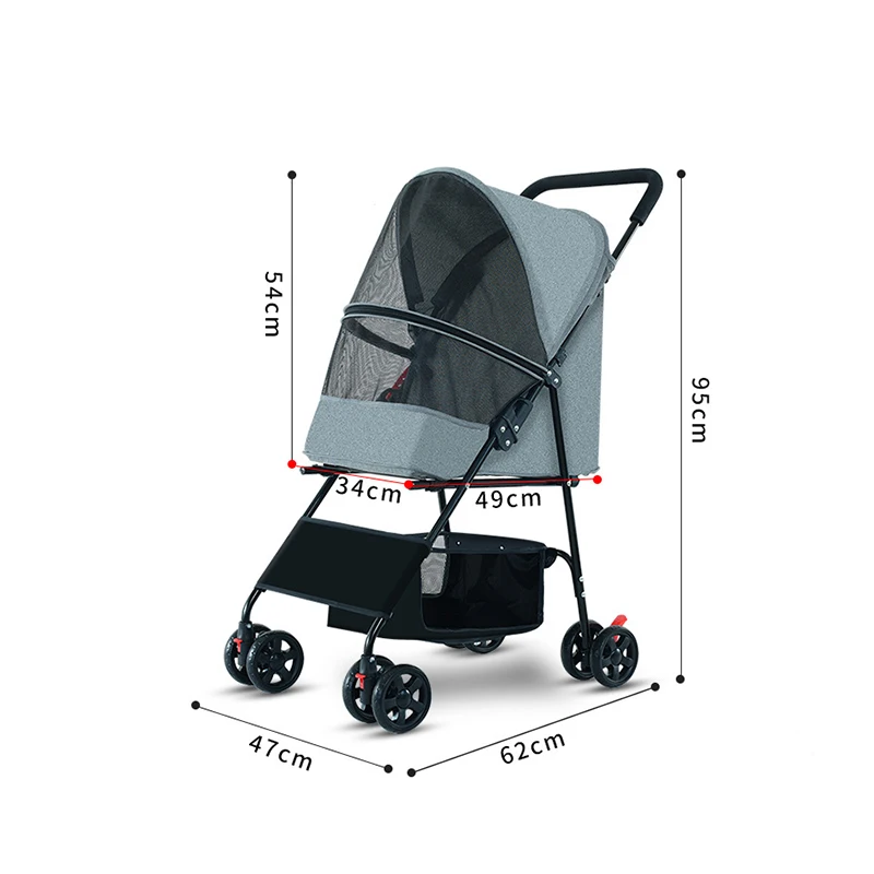 Collapsible Pet Strollers for Dogs and Cats, Lightweight Travel Stroller, 360 Rotation Wheel, Lightweight