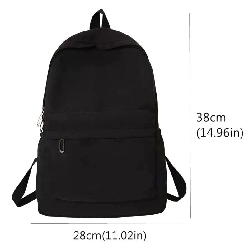 Mochila impermeável de grande capacidade para mulheres, mochila zíper suave, cor sólida, mochila casual para adolescentes, fonte de estudante