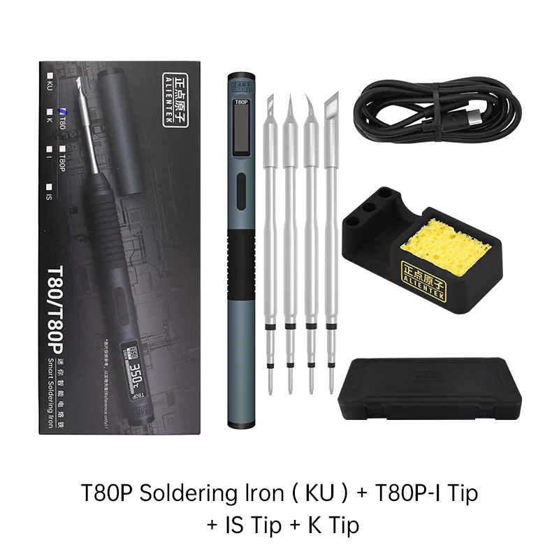 ALIENTEK T80 T80P Slimme Soldeerbout PD 65W QC Verstelbare Constante Temperatuur Draagbare Slimme Soldeerbout Kit C245 Gereedschap