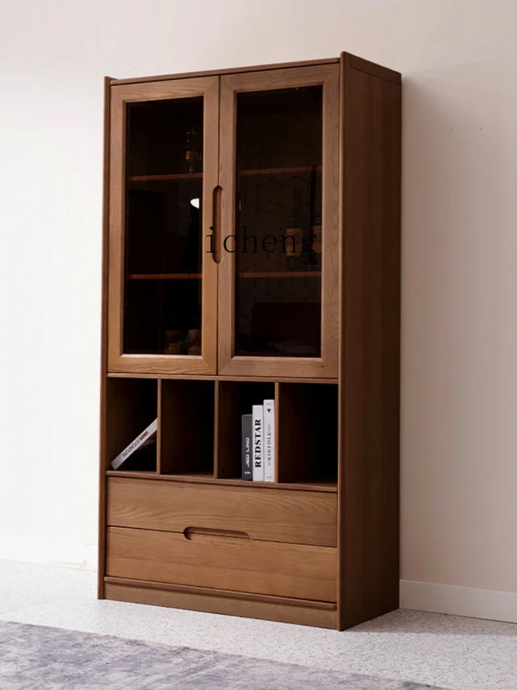 YY Living Room Ash Modern Simple and Versatile Cabinet Bookcase Display Cabinet Magazine