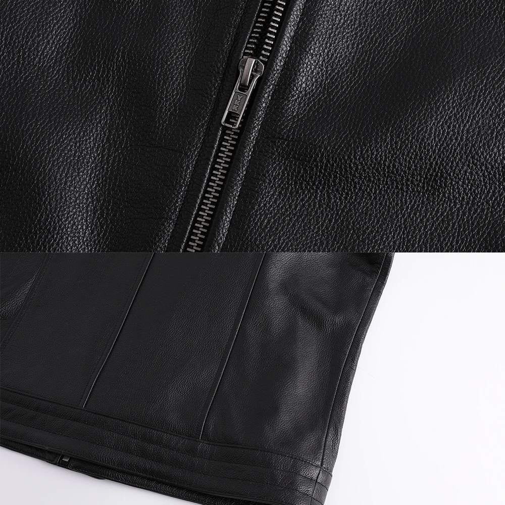New Leather Jacket Top Layer 100% Cowhide Leather Clothes Men\'s Stand Collar Motorcycle Clothes  Autumn Winter Plus Size