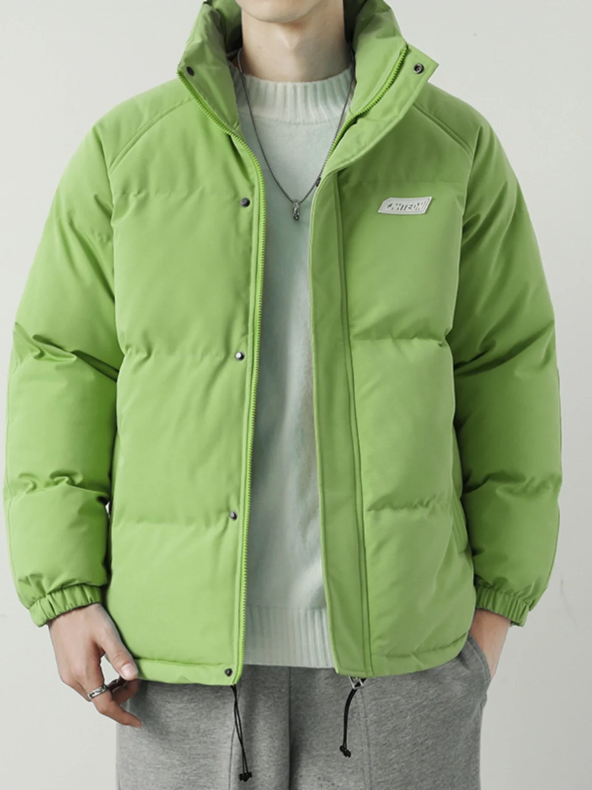 

Men's Stand Collar Thiened Cotton Jaet Bread Sle Casual Outerwear Autumn Winter New Faion Loose Fit Versatile Coat