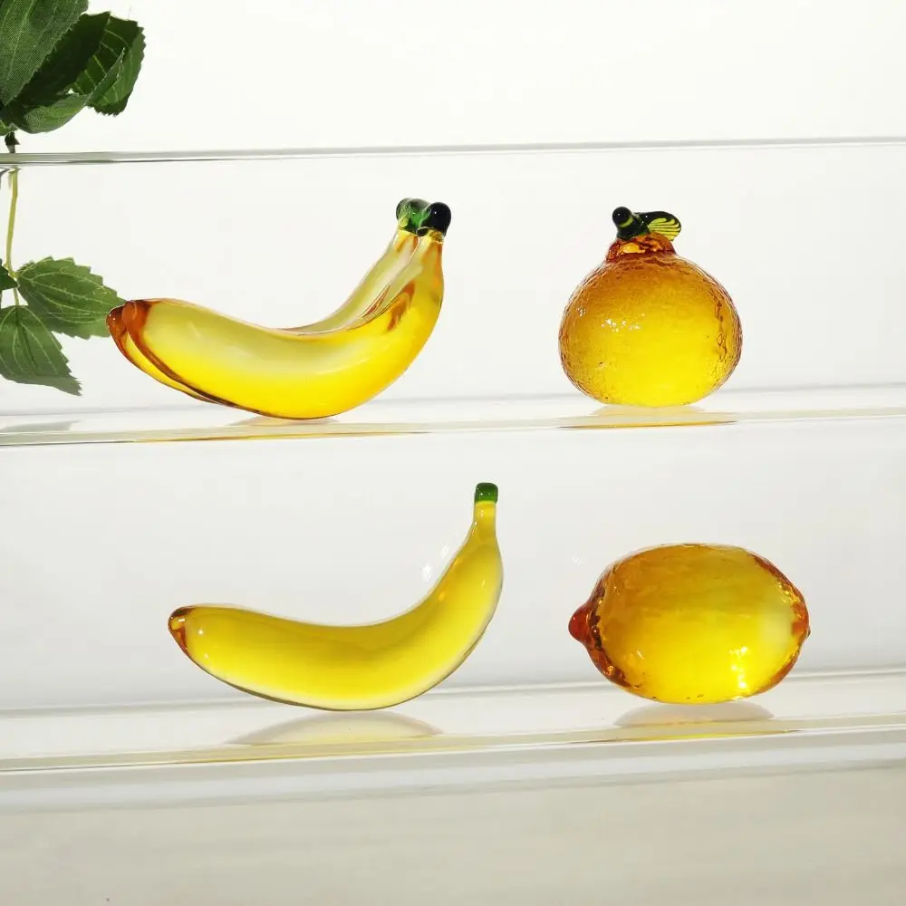 

Light Luxury Cute Crystal Fruit Figurine Handmade Cartoon Simulation Banana Ornaments Mini Desktop Fruit Ornaments Living Room