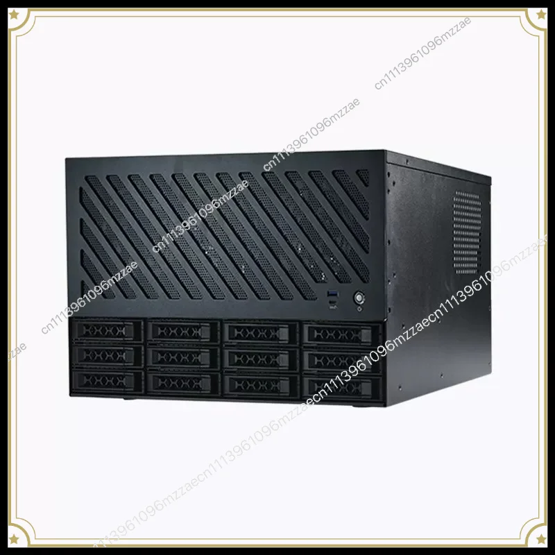 12-Disk NAS Chassis Rack-mounted Storage Server Supports 360 Water-cooled ATX Main Board ATX Power Full-height Card.